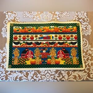 Vintage Fall Farmhouse Placemats Set of 4 Pumpkins Barns Scarecrows Country 90s